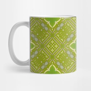 Pea Green Diamond Shaped Pattern on Dark Green Background - WelshDesignsTP003 Mug